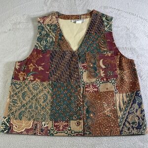 Vintage Stampede Vest Womens Small Multicolor Paisley Patchwork Boho Made In USA